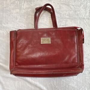 TL Firenze‎ Red Leather Satchel briefcase laptop business Tuscany leather READ